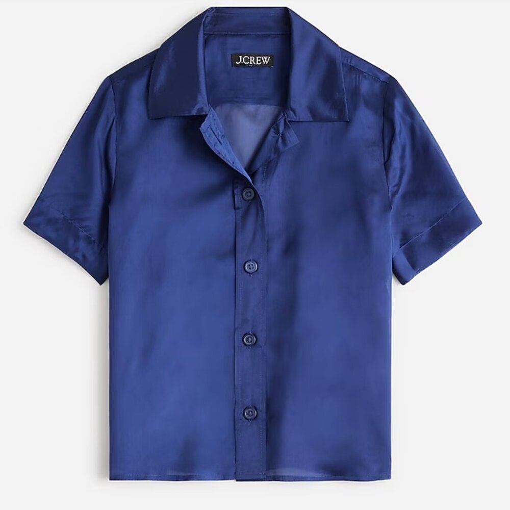 NWT J. Crew Gamine Shirt in Sheer Organza Blend - Navy - Size 2 / Small